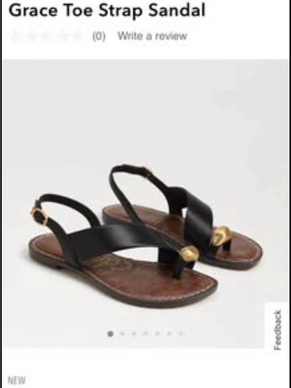 Sam Edelman Grace Black Toe-Strap Sandal with Gold Accent